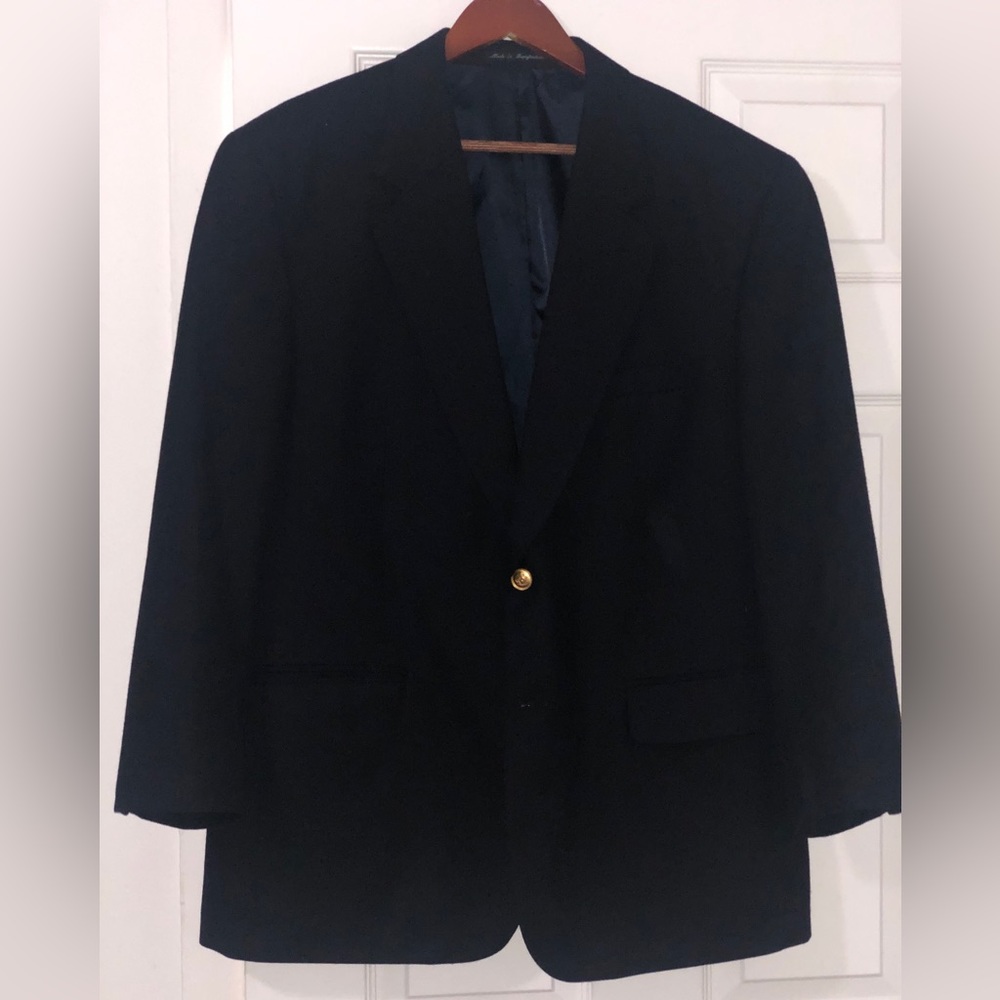 Savile Row wool sport coat, 44R, navy, brand new